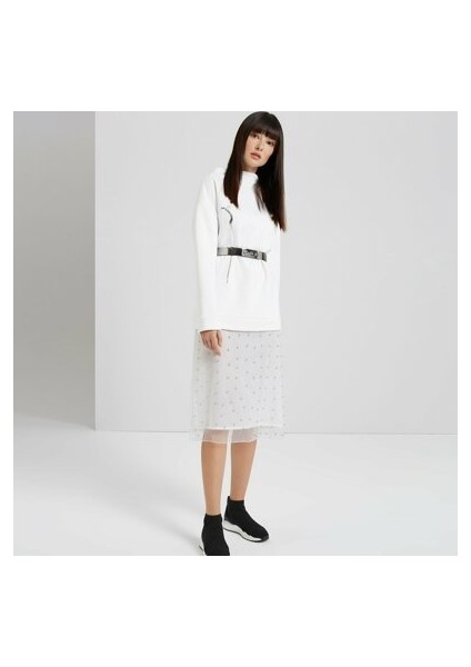 TÜL DETAYLI MİDİ ETEK