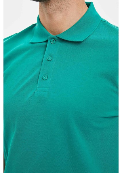 Regular Fit Polo Yaka Basic Kısa Kollu Yeşil Tişört M7676AZ20SP