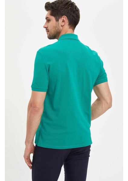 Regular Fit Polo Yaka Basic Kısa Kollu Yeşil Tişört M7676AZ20SP