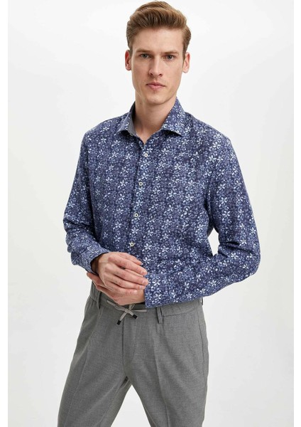 Slim Fit Çiçek Desenli Gömlek N6129AZ20SM