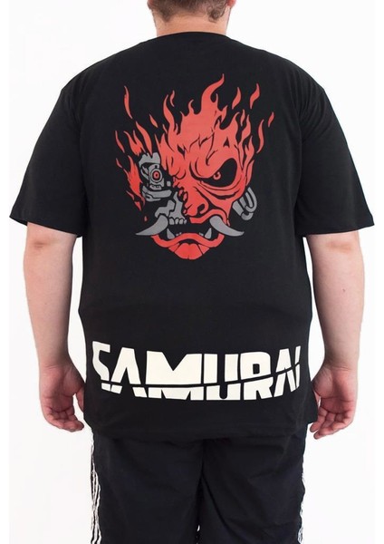 Cyberpunk 2077 Samurai Büyük Beden Siyah Erkek Tişört 4XL