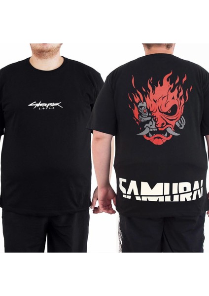 Cyberpunk 2077 Samurai Büyük Beden Siyah Erkek Tişört 4XL