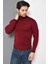 Tena Moda Erkek Bordo Tam Balıkçı Yaka Basic Triko Kazak 3