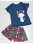 Çiçekli Kedi Kız Çocuk T-shirt Poplin Şort Takım 5