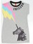 Gri Unicorn Kız Çocuk Elbise 3