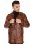 Deri Erkek Kahve Düz Model Deri Parka 3