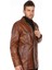 Deri Erkek Kahve Düz Model Deri Parka 4