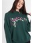 Hilda - Kapşonlu Önü Nakışlı Yeşil Sweatshirt M 1