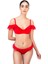 Volanlı Kırmızı Tüllü Bikini Takımı 1
