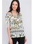 8120798 Viskon Desenli Kolu Eteği Güpürlü Bluz EKRU ÇIÇEK DESEN 1