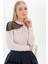 9100986 Yumoş Tek Omuzu Tül İncili Bluz PUDRA 1