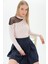 9100986 Yumoş Tek Omuzu Tül İncili Bluz PUDRA 5