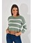 20026185 Triko Çizgili Bluz YESIL-EKRU 2