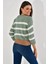 20026185 Triko Çizgili Bluz YESIL-EKRU 5
