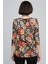 8081099 Krep Desenli Omuzu Lak İncili Bluz Çıçekler S 2