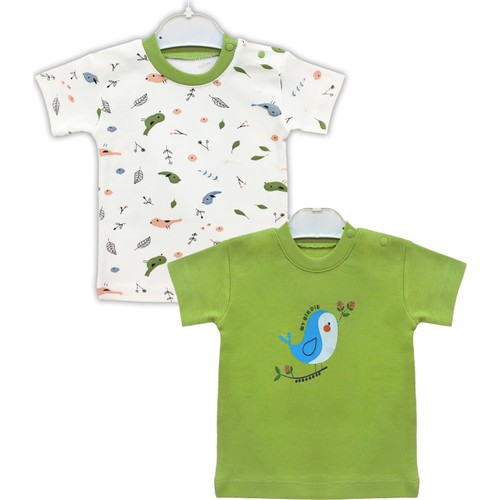 By Leyal For Kids Erkek Bebek Kuş Detaylı 2'li T-Shirt Takım-4311 By Leyal For Kids Erkek Bebek Kuş Detaylı 2'li T-Shirt Takım-4311