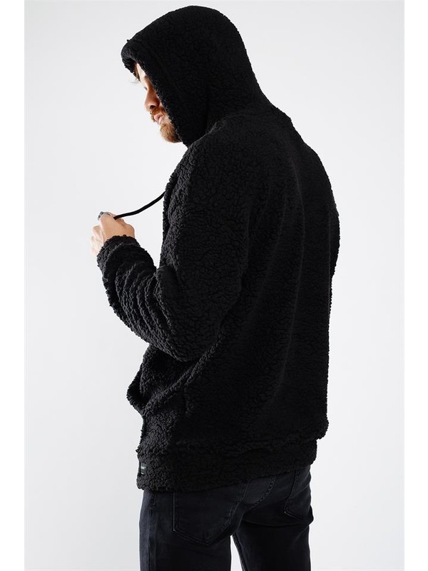 Sweatshirt Export Siyah Oversize Erkek Kapsonlu Hoodie Pl1346sy