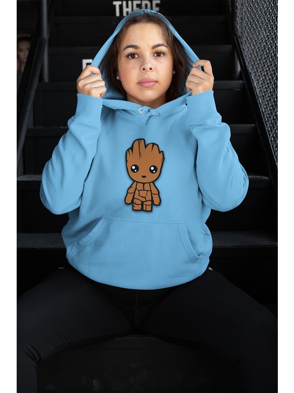 Angemiel Wear Groot Bebek Mavi Kadin Kapusonlu Sweatshirt Fiyati