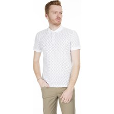 Lee Cooper Nature Erkek %100 Pamuk Baskılı Polo Yaka T-Shirt Beyaz