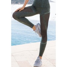 Yeni İnci Parçalı Bilek Boy Fitness Spor Giyim Tayt S212