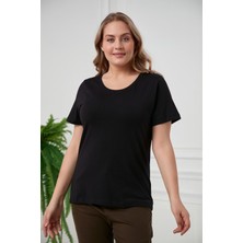 Rmg Bisiklet Yaka Büyük Beden Siyah T-Shirt