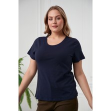 Rmg Bisiklet Yaka Büyük Beden Lacivert T-Shirt