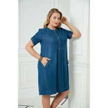 Rmg Büyük Beden Tensel Elbise Mavi
