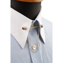 Kravatkolik Konyak Taşlı Zincirli Gömlek Yaka Iğnesi GI212