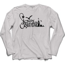 Kendim Seçtim Tipografik İstanbul Silüet Tasarım Martı Uzun Kollu Sweatshirt