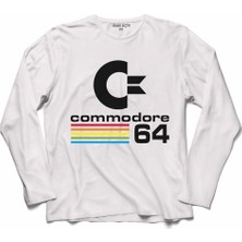 Kendim Seçtim Commodore 61 C64 Logo Antika Bilgisayar 2 Uzun Kollu Sweatshirt