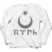 Kendim Seçtim Türk Bayrağı Göktürkçe Ay Yıldız Hilal Uzun Kollu Sweatshirt
