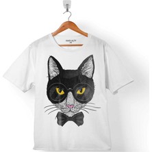 Kendim Seçtim Hıpster Cat Hipstır Kedi Wıth Glasses Gözlük 3 Çocuk T-Shirt
