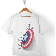 Kendim Seçtim Kaptan Amerika Captaın Amerıca 3D 3 Boyutlu 2 Çocuk T-Shirt