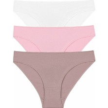 Suwen 3'lü Paket Slip Külot  - Ekru - Vizon - Pembe XS