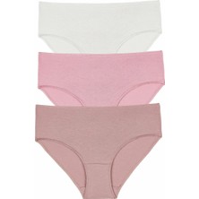 Suwen 3'lü Paket Yüksek Bel Slip Külot  - Ekru - Vizon - Pembe S