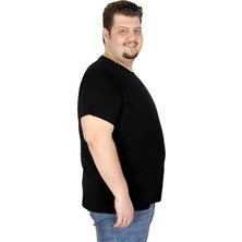 ModeXL Büyük Beden Erkek Tshirt Bisiklet Yaka Basic 20031 Siyah