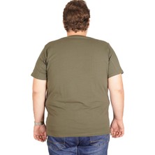 ModeXL Büyük Beden Erkek Tshirt Bisiklet Yaka Basic 20031 Haki