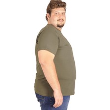 ModeXL Büyük Beden Erkek Tshirt Bisiklet Yaka Basic 20031 Haki