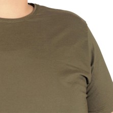 ModeXL Büyük Beden Erkek Tshirt Bisiklet Yaka Basic 20031 Haki