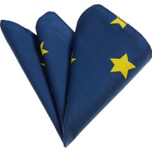 Exve Exclusive Sarı Lacivert Yıldızlı Yaka Mendili