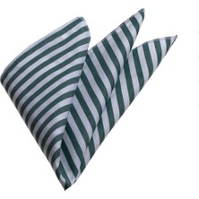 Exve Exclusive Yeşil Beyaz Çizgili Pamuk Yaka Mendili