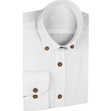 Varetta Slim Fit Beyaz Erkek Keten Gömlek 