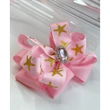 Queen Accessories Pembe 2'li  Kristal Taşlı Anne Kız Çocuk Bebek Kombin Yıldız Desenli Taç Toka Seti