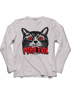 Kendim Seçtim Black Cat Purr Evıl Kara Kedi Uzun Kollu Sweatshirt