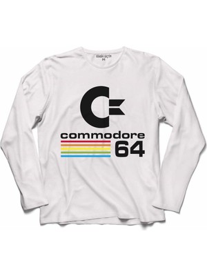 Kendim Seçtim Commodore 61 C64 Logo Antika Bilgisayar 2 Uzun Kollu Sweatshirt