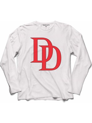 Kendim Seçtim Daredevıl Dd Dare Devıl Logo 3 Uzun Kollu Sweatshirt