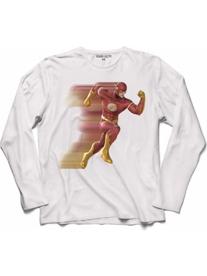Kendim Seçtim Flash Run Logo Tasarım Uzun Kollu Sweatshirt