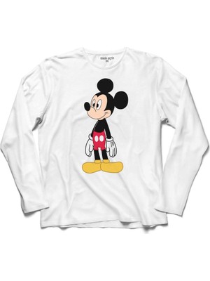 Kendim Seçtim Mıckey Mouse Mıkı Logo Uzun Kollu Sweatshirt