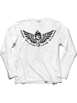 Kendim Seçtim Motorcycle Live To Ride Motosiklet Piston Uzun Kollu Sweatshirt