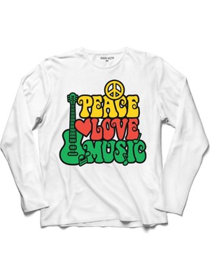 Kendim Seçtim Peace Raggae Love Music Bob Marley Uzun Kollu Sweatshirt